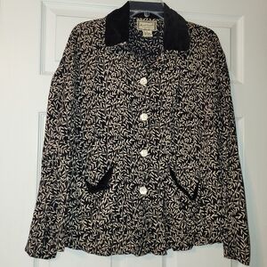 April Cornell Rayon Blouse Women's Size‎ Medium Velveteen Collar Pockets
